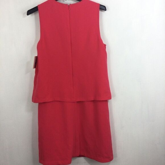 Ellen Tracy Womens Portofino Overlay Sleeveless V-Neck Sheath Dress Watermelon - Picture 5 of 9